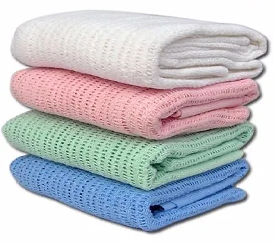 £19.94 • Buy 100% Cotton Cellular Blanket *** 50% OFF