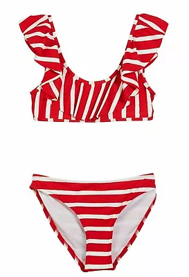 Milly Minis Red/Ivory Pinafore String Bikini Girl's Size 10 L68823 • $102.60