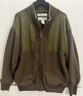 Vintage Orvis Wool Bomber Jacket Men Size XL Brown Full Zip Coat • $54.95