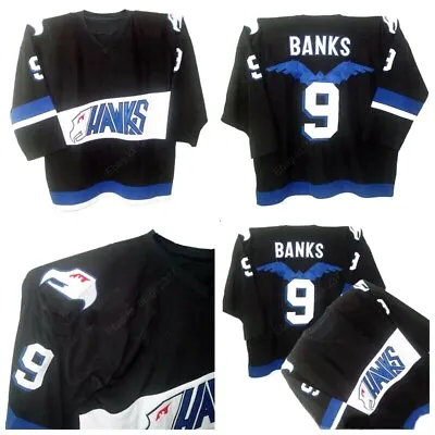 Movie Mighty Ducks #9 Adam Banks Hawks Team Hockey Jersey Men's Sewn Black S-3XL • $49.99