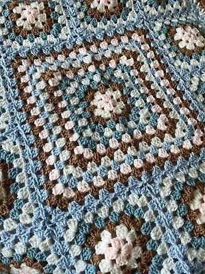 New  Handmade Crochet Baby Blanket Granny Squares Bespoke For Car Seat Or Buggy • £10