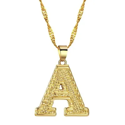 14K Gold Plated Initial Letter A Pendant Necklace Choker For Mens Womens Chain • $9.94