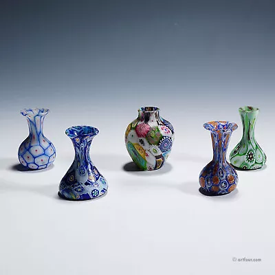 Set Of Five Antique Murrine Vases By Fratelli Toso Murano • $1525