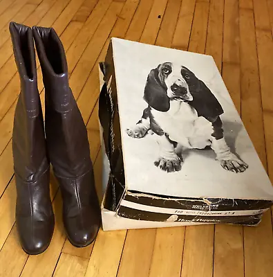 Vintage Women’s Hush Puppies   Leather Brown Boots Mayfair 75500 Sz 8N With Box • $15