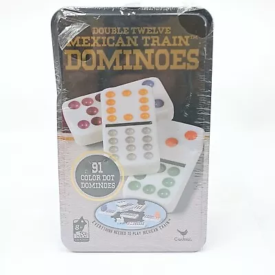 Double Twelve MEXICAN TRAIN DOMINOES Game 91 Color Dot W/ Tin. New Sealed. • $15.92