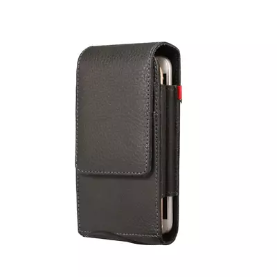 Black 6.5 Inch Oppo R17 Pro Universal Tradies PU Leather Vertical Belt Clip Case • $19.95