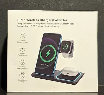 Wireless Charger 3 In 1 Foldable Qi Charging QC 3.0 Adapter Samsung IPhone - NEW • $26.99