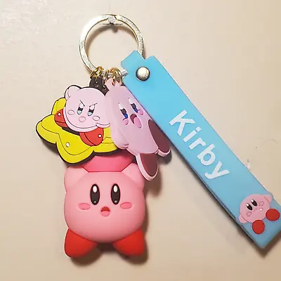 Kirby Keychain W/ Strap ⭐️  3d Minifigure + Pendant Charms ⭐️ Kirby Gift • $5.95