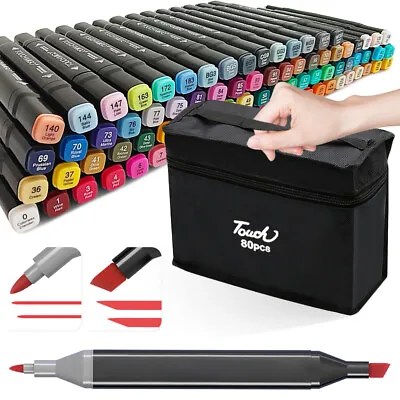 24/80 Colour Brush Pens Set Dual Tips Soft Fine Art Markers Drawing Watercolour • £7.89