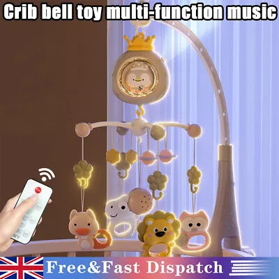 New Remote Control Musical Baby Bed Bell Lighting Rotating Toy Crib Cot Gifts UK • £20.98