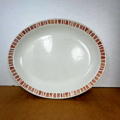 Sterling China Restaurant Ware Oval Diner Platter Vitrified White Orange Trim • $12