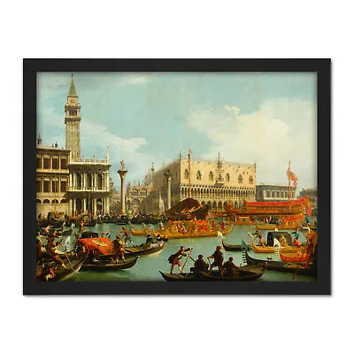 Canaletto Bucentaur's Return Venice Italy Painting Large Framed Art Print • £36.99