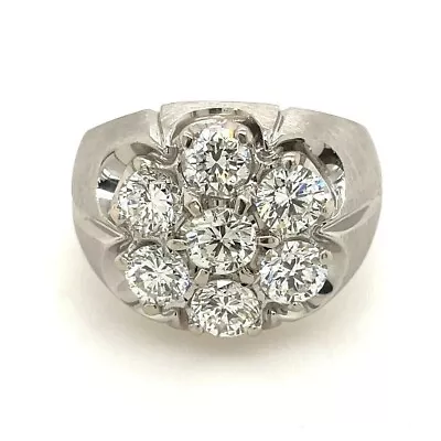 Men’s 2Ct Round Cut Simulated Diamond Cluster Wedding Ring 14K White Gold Plated • $71.99