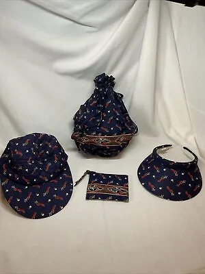 Rare Retired Vera Bradley Designs  Navy Blue Golf  Hat Visor Bags • $29
