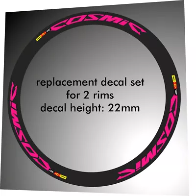 Cosmic Sl -slr - Sle Pink -maglia Rosa-  Replacement Rim Decal Set For 2 Rims • $45