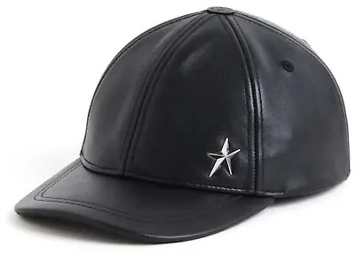 Mugler X H&M Black Leather Baseball Cap Hat Unisex 54cm Small BNWT RARE • £149.99