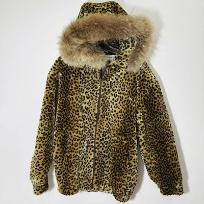 $69.99 • Buy Vintage J. Hilary Faux Fur Leopard Feather Cheetah Coat Made In USA Sz 8 Bomber