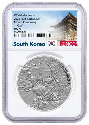 $79.95 • Buy 2022 South Korea Chiwoo Cheonwang 1 Oz Silver Medal NGC MS70 Exclusive Label