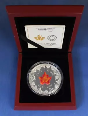 2016 Canada 5oz Silver Proof $50 Coin  Murano Maple Leaf  In Case With COA • £265