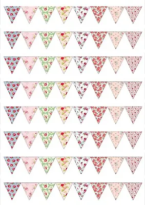 £2.99 • Buy CK Vintage ROSE SMALL Bunting Edible Decor Icing Sheet Cake Toppers Decoration