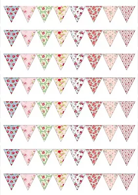 £2.99 • Buy CK Vintage ROSE SMALL Bunting Edible Decor Icing Sheet Cake Toppers Decoration