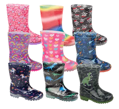 Kids Wellies Wellington Rain Snow Boots Colourful Lightweight Free P&p • £9.99