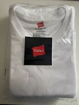 Hanes Tall Men 100 % Cotton Crew Undershirt 3 Packs White Large Tall • $24.99