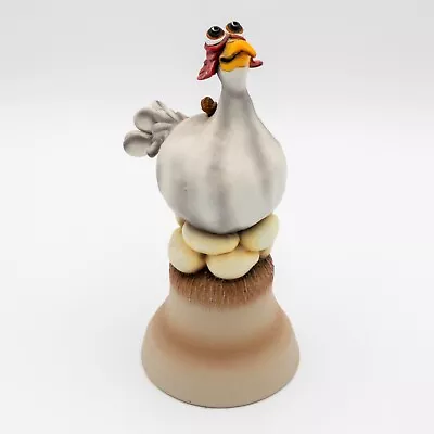 1997 Chicken On Eggs Pottery Bell CERAMIC BY ARTIST Todd Warner 10  • $122.50