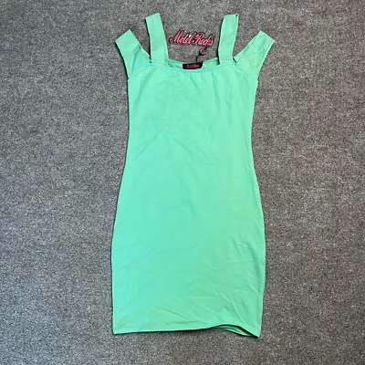 Motel Rocks Womens Bodycon Dress Green Mini Boat Neck Cold Shoulder Sexy S New • $13.39