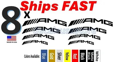 8 X AMG Curved Caliper Decal Black Sticker - Mercedes Benz - Free Shipping • $8.99