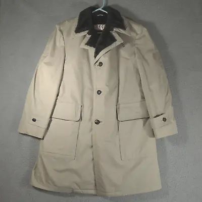 McGregor Trench Coat Men 42 Cream Lined Faux Fur Outdoor Winter Casual • $50