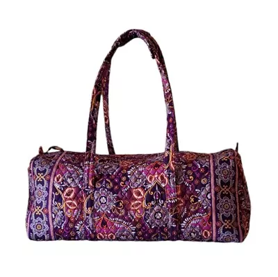 Vera Bradley X Large Cotton Travel Duffel Bag Purple Petals Paisley Quilted • $95