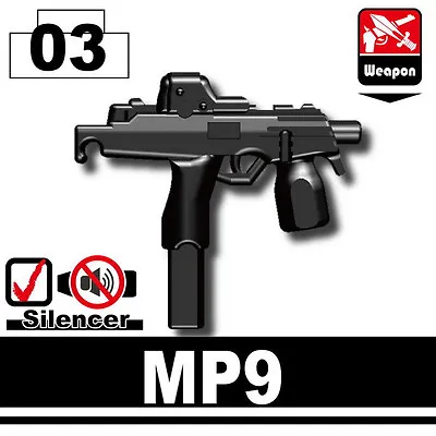 MP9 Black SMG Pistol Compatible With Toy Brick Minifigures Army SWAT • $1.67