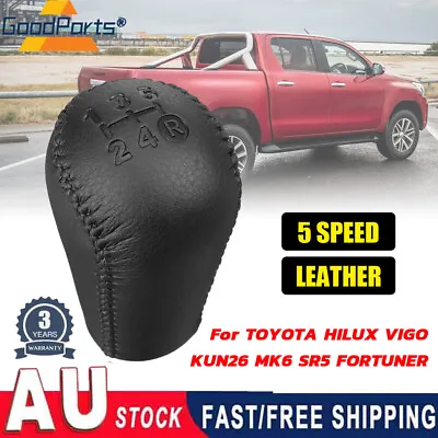 $25 • Buy Leather 5 Speed Gear Shift Knob Fit Toyota Hilux Sr5 Vigo Revo Pickup 2004-18 Au
