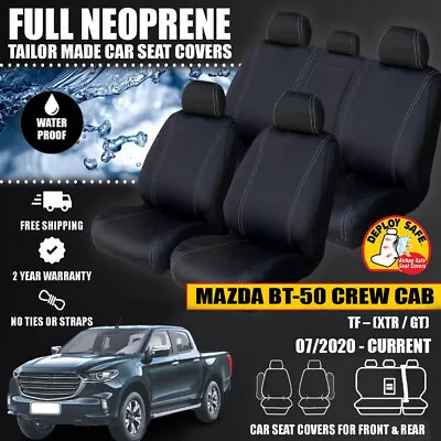 Black FULL Neoprene Car Seat Covers For Mazda BT50 BT 50 Dual Cab  2020-Current • $299