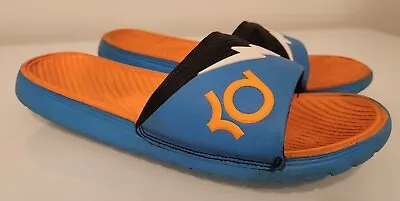 Nike KD Slides Sandals Kevin Durant Size 11 Orange Black Blue White Colorblock • $36