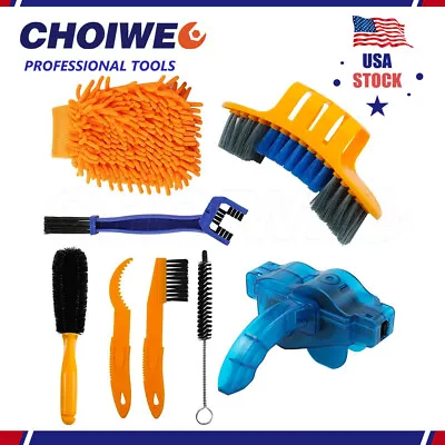 8 Pcs Cleaning Tool Brush Kit Bicycle Bike Motorcycle Tire Chain Gear Wash Wheel • $13.88