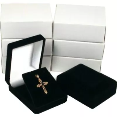 6 Flocked Black Velvet Pendant Jewelry Display Gift Boxes 2 3/8  X 3  • $15.06