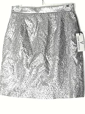 Von Vonni Womens Silver Metallic Mini Short Skirt Xs Extra Small  2 4  Nwt New • $29.99