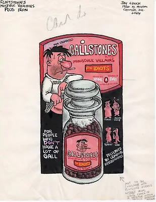 Wacky Packages Flintstones Vitamins Jay Lynch Topps Original Artwork Circa 1976 • $2950