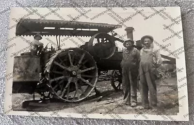 Antique RPPC Steam Traction Engine Tractor Men Real Photo Postcard • $75