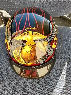 U.S. Marine Corps Hand-Painted XL Motorcycle Helmet Military  • $195