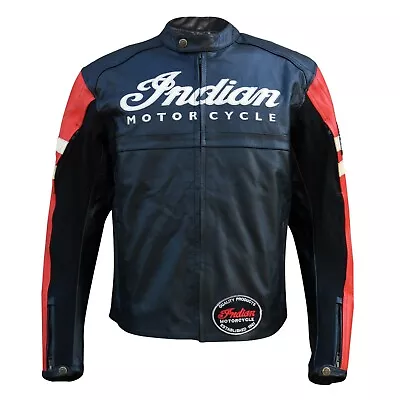 Indian Motorcycle  Leather Jacket - Men's BLACK & RED Cowhide Biker  Jacket • $139