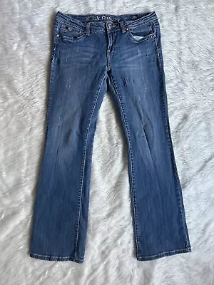 LA Idol Womens Sz 13 Med Wash Embellished Denim Bling Blue Jeans Stretch 35x33 • $13.25