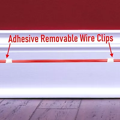 4 White Self Adhesive Easy Removeable Cable Clip Wire Hook Fasteners Holder Tidy • £2.49