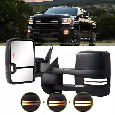 For 2007-2014 Chevy Silverado Sierra Heated W/LED Switchback Light Tow Mirrors • $174.99