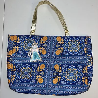 Disney Aladdin Tote Bag Girls Princess Jasmine Purse Blue Gold Michael Wilkinson • $12.98