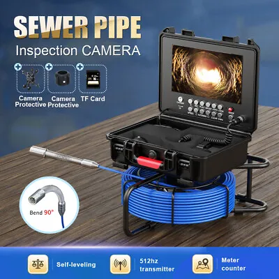 50M Pipe Inspection Camera 512HZ Signal Self-Leveling 9  DVR Drain Sewer Camera • $607.41