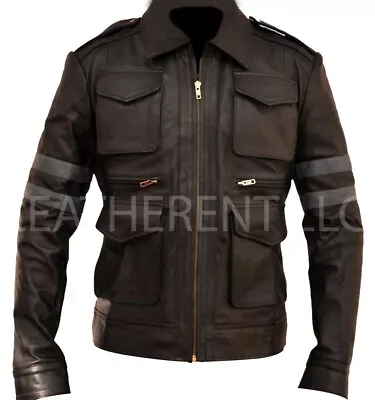 RE6 Gamer Resident Evil Classic Leon Kennedy Casual Bomber Black Leather Jacket • $107.98