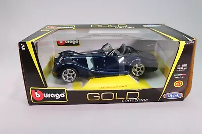 LE721 BURAGO GOLD COLLECTION 18-12000 Cars 1/18 Morgan Aero 8 Cabriolet Blue • £143.14